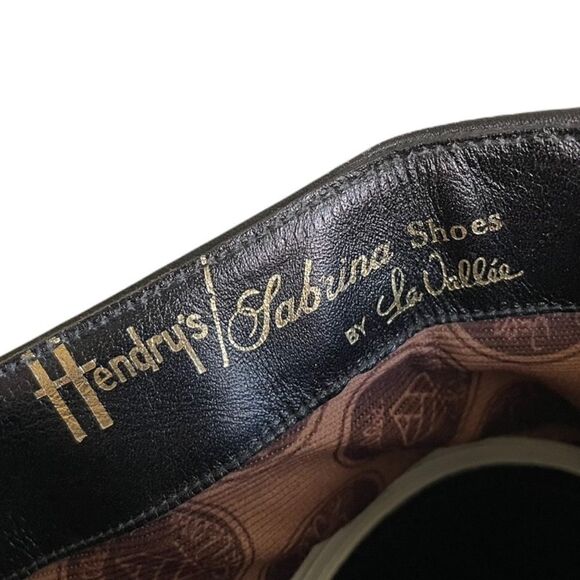 HENDRY’S SABRINA SHOES by LA VALLEE Leather Tall Boots Heel Black 11 - Picture 10 of 12